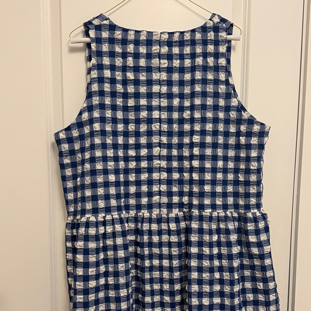 WRAY NWT Blue Checkered Sleeveless Midi Dress - Picture 5 of 6